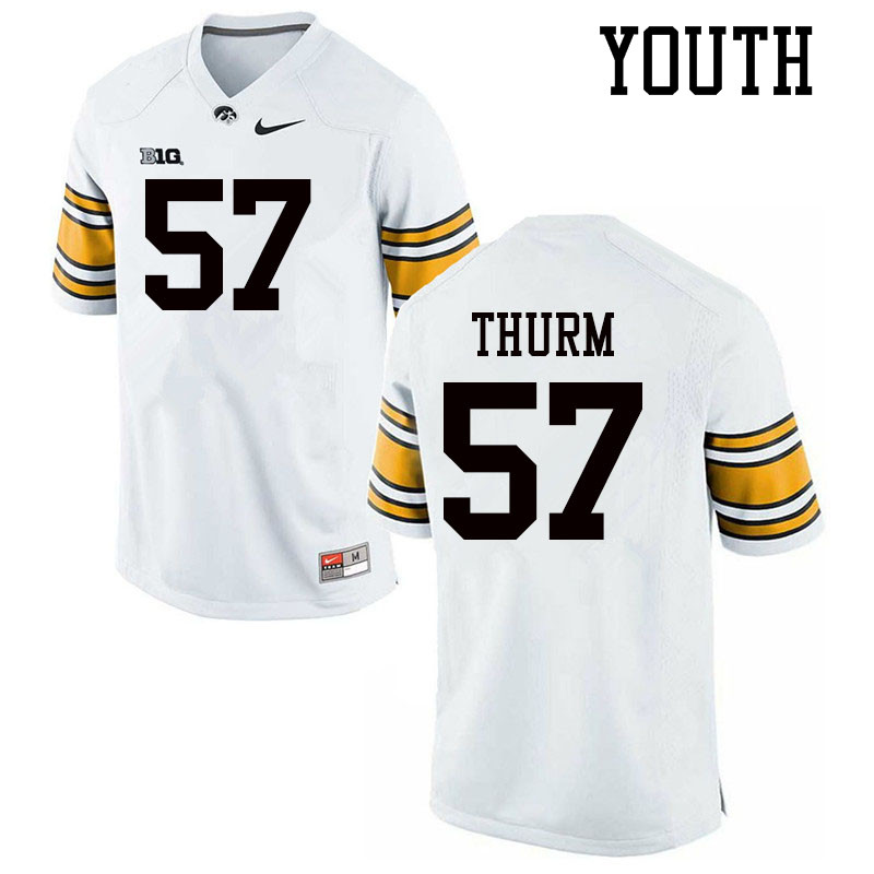 Youth #57 Clayton Thurm Iowa Hawkeyes College Football Jerseys Sale-White - Click Image to Close